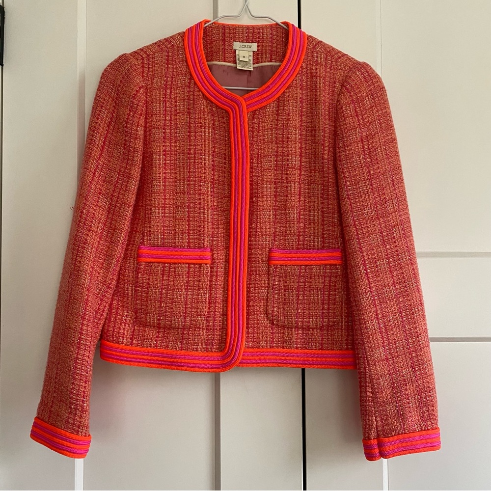 J.Crew Factory neon tweed jacket